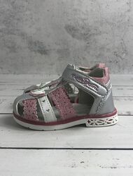 Босоніжки дитячі для дівчаток ФЛИП Сіро-рожевий 119