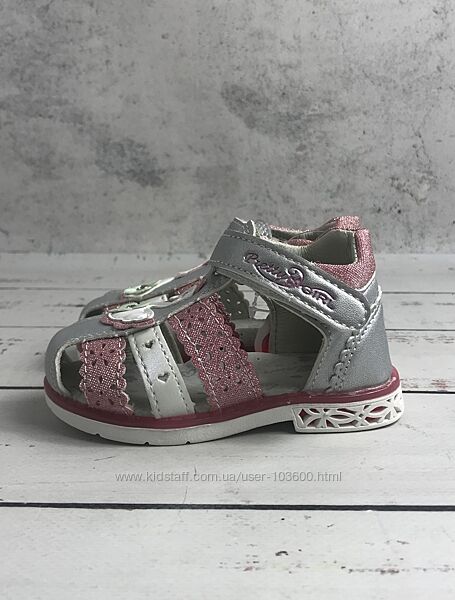 Босоніжки дитячі для дівчаток ФЛИП Сіро-рожевий 119