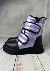 Чоботи дутики зимові дитячі на дівчинку Lilin Shoes Бузковий 237