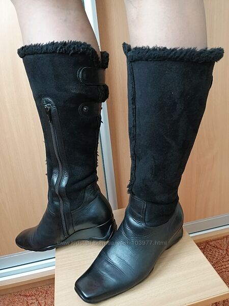 Зимние сапоги комбинированные, для дам с увеличенной полнотой ноги, р-38,5