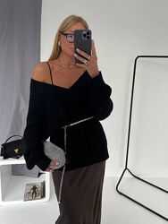 Светр Італія чорний, графіт, сірий. Бавовна, віскоза, альпака