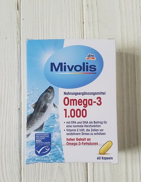 Вітамінний комплекс риб&acuteячий жир Omega-3 DM Mivolis 60 капсул Німеччина
