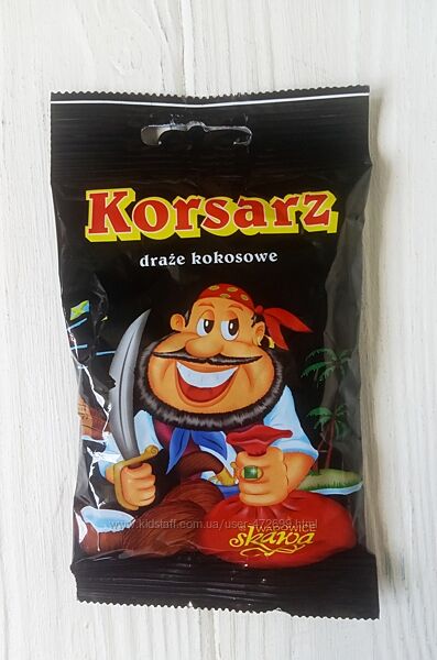 Драже кокосове в шоколадній глазурі Korsars 60g Польща