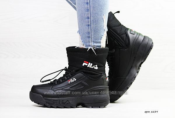 Зимние женские ботинки Fila black 8732