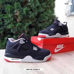 Зимові кросівки з хутром Nike Air Jordan 4 чорні з червоним  