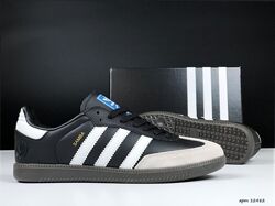 Кросівки жіночі Adidas Samba чорні з білим, шкіра