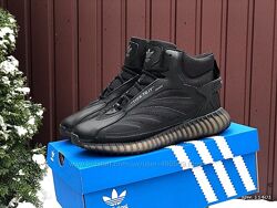 Зимові чоловічі Adidas Yeezy Boost , сірі з чорним, хутро