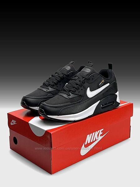 Кросівки чоловічі Nike Air Max 90 Black White, шкіра/текстиль