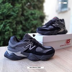 Зимові жіночі кросівки з хутром New Balance 9060 чорні з сірим