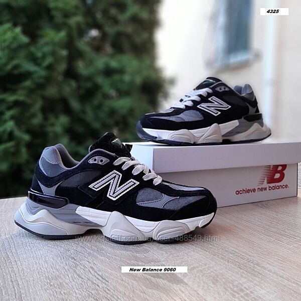 Зимові жіночі кросівки з хутром New Balance 9060 чорні з сірим 