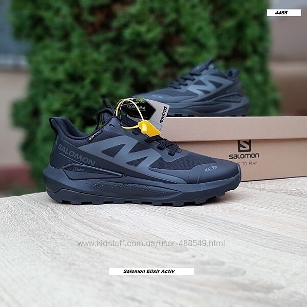 Зимові чоловічі кросівки термо Salomon Elixir Activ Gore-Tex чорні з сірим