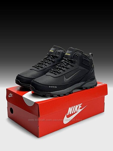 Зимові чоловічі черевики з хутром Nike Rivah Gore-Tex Fur Black Grey