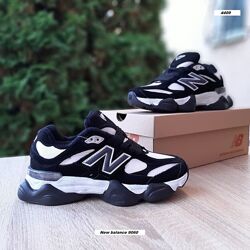 Зимові жіночі кросівки термо New balance 9060 чорні з білим