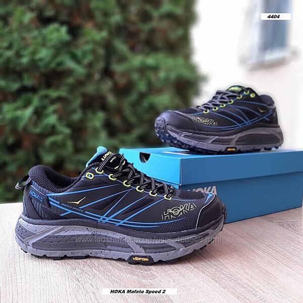 Зимові чоловічі кросівки термо Hoka Mafate Speed 2 чорні з синім