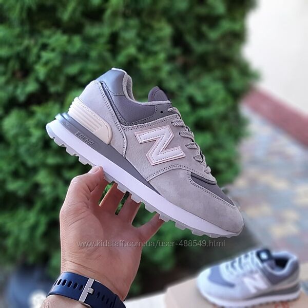 Зимові жіночі кросівки термо New Balance Legacy 574 сірі з рожевим