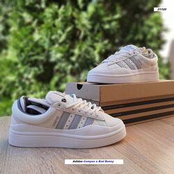 Кросівки жіночі Adidas Campus x Bad Bunny білі з сірим 