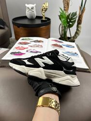 Кросівки жіночі New Balance 9060 чорні з білим , замша/текстиль