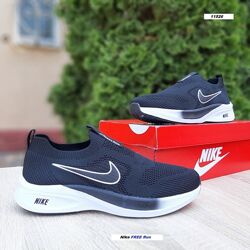 Кросівки чоловічі Nike FREE Run тапкі мокасіни сліпони чорні з білим