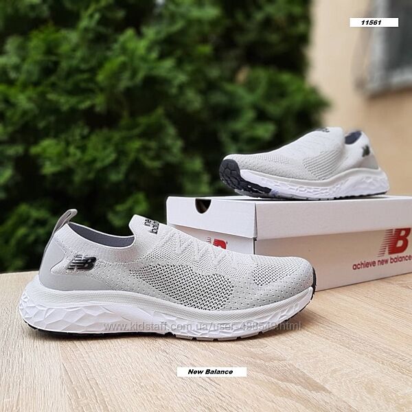 Кросівки чоловічі літні New Balance мокасіни сліпони світло сірі