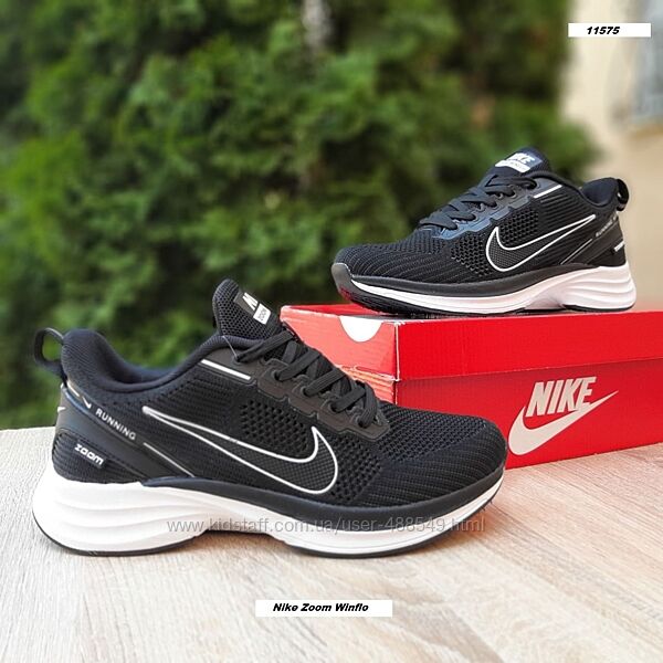 Кросівки чоловічі Nike Zoom Winflo чорні з білим, сітка/текстиль