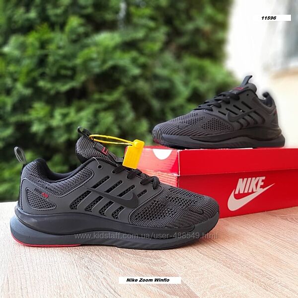 Кросівки чоловічі Nike Zoom Winflo темно сірі з червоним