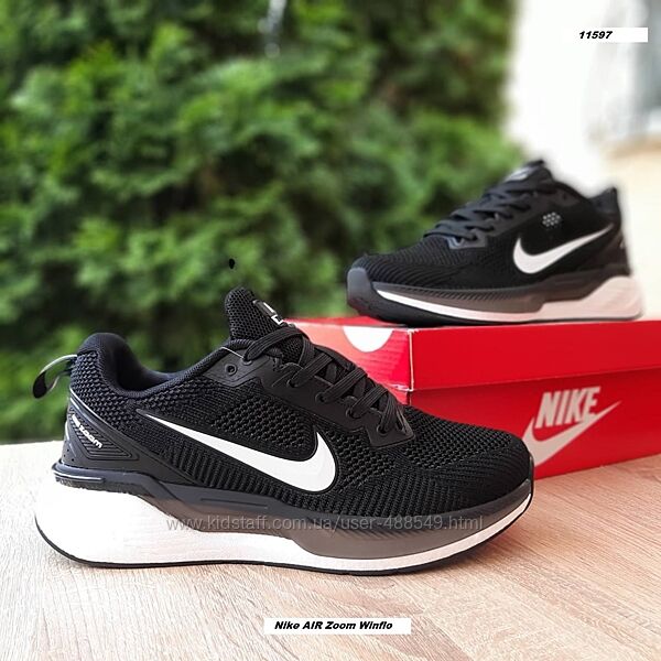 Кросівки чоловічі Nike Zoom Winflo чорні з білим, сітка