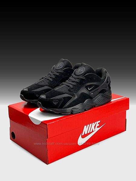 Кросівки жіночі Nike Air Huarache Black, замша/шкіра
