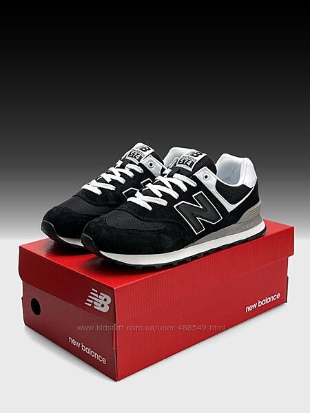 Кросівки чоловічі New Balance 574 Black white, замша/текстиль