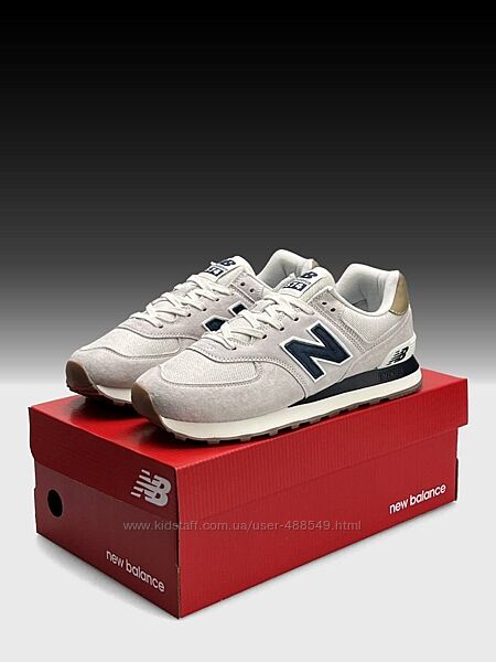 Кросівки чоловічі New Balance 574 Light Grey Navy, замша/текстиль