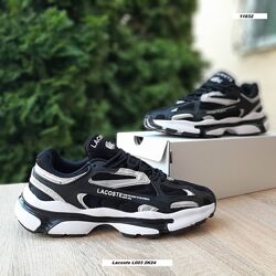 Кросівки чоловічі Lacoste L003 2K24 чорні з білим та сріблом   