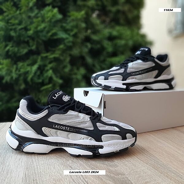 Кросівки чоловічі Lacoste L003 2K24 чорні з сріблом