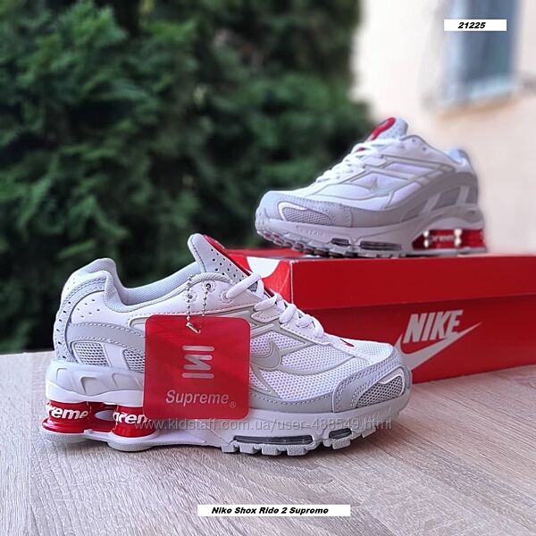 Кросівки жіночі Nike Shox Ride 2 Supreme білі з сірим, червоним