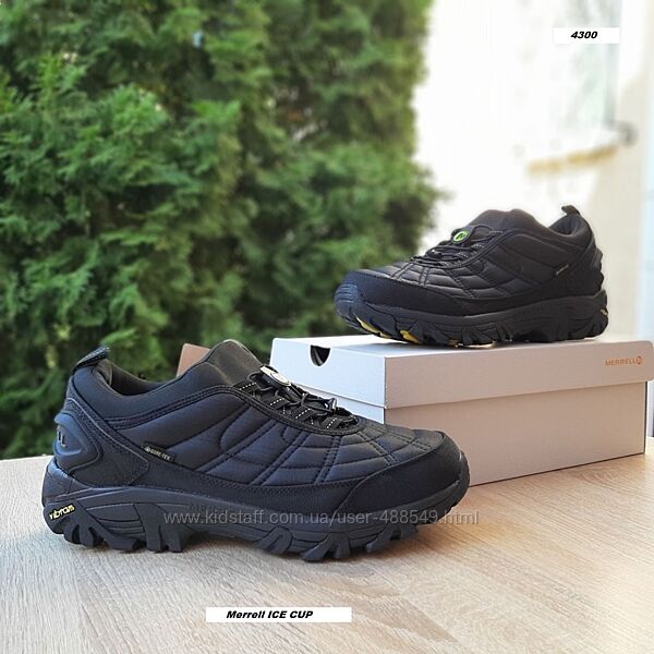 Зимові чоловічі кросівки термо Merrell ICE CUP MOC ІІІ Чорні з салатовим