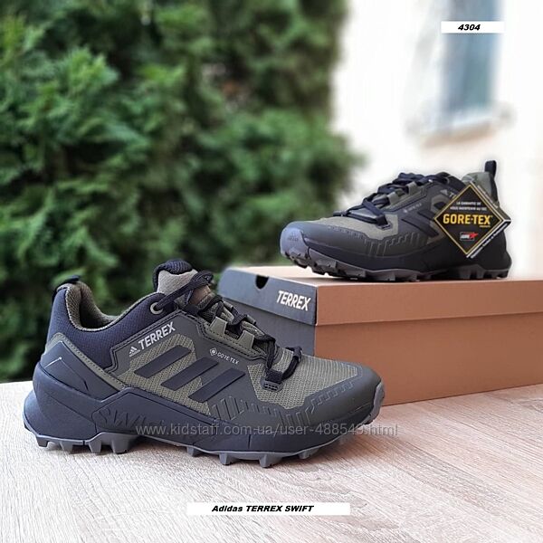 Зимові чоловічі кросівки термо Adidas TERREX SWIFT R3 GTX LOW хакі з чорним