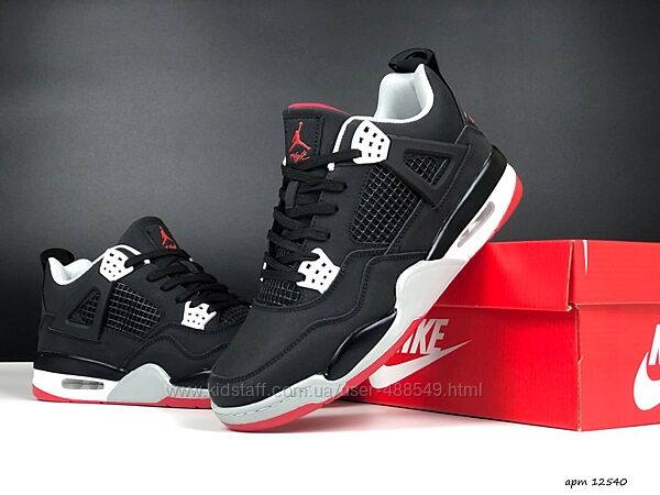 Кросівки Nike Air Jordan 4 Retro чорні з червоним, 36-41р