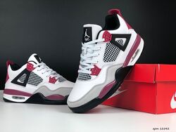 Кросівки Nike Air Jordan 4 Retro білі з бордовим, 36-41р