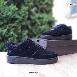Зимові чоловічі кросівки Nike Air Force 1 Mid X Reigning Champ чорні