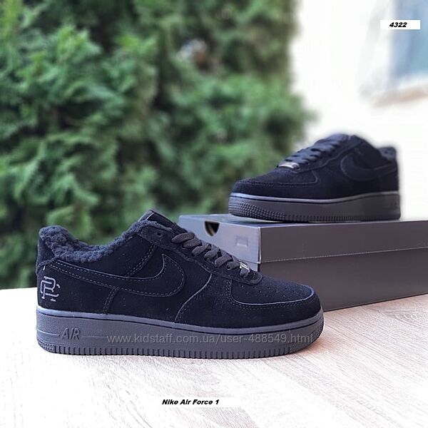Зимові чоловічі кросівки Nike Air Force 1 Mid X Reigning Champ чорні