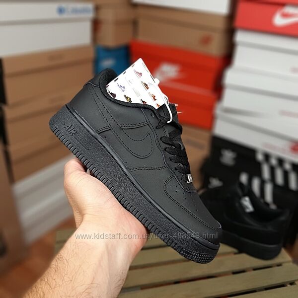 Кросівки Nike Air Force 1 Low Black чорні шкіра, 36-41р