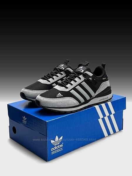 Зимові чоловічі кросівки термо Adidas ZX 700 HD Gore - Tex сірі з чорним