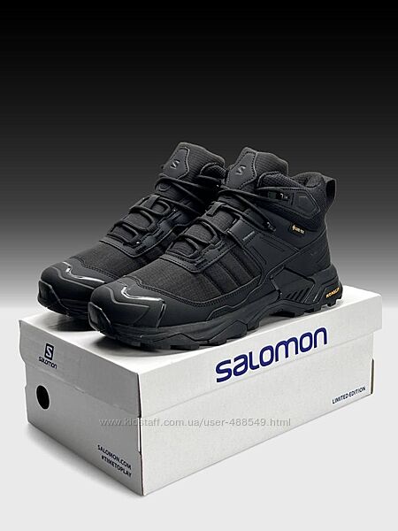 Зимові чоловічі черевики з хутром Salomon X Ultra 4 Mid Fur чорні