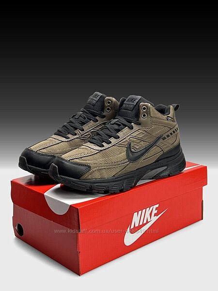 Зимові чоловічі кросівки високі з хутром Nike Initiator High Fur коричневі