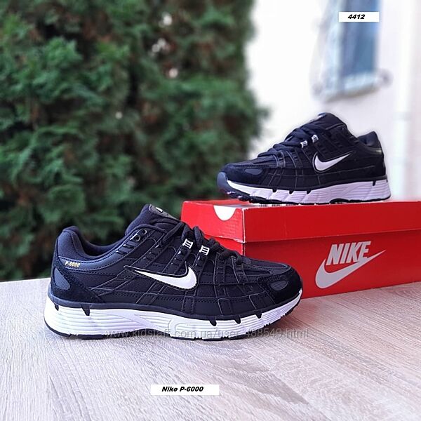 Зимові жіночі кросівки термо Nike P-6000 чорні з білим