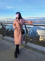 Пальто стьогане, тренч розмір М 46 колір пудра 