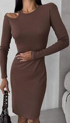 Плаття жіноче в рубчик шоколад 