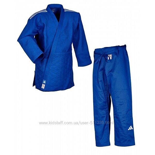 Кімоно для Дзюдо Adidas Champion III з ліцензією IJF. Синє / білі смуги.