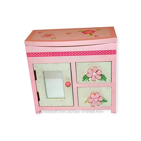 Іграшкова рожева скринька з дзеркалами