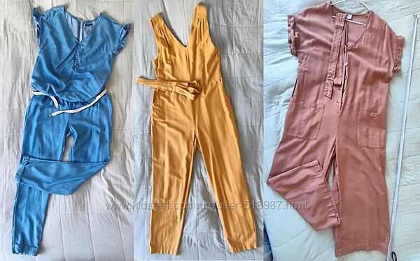 Три літні комбінезони. Kiabi, Waikiki, Takko. Натуральна тканина. L-XL
