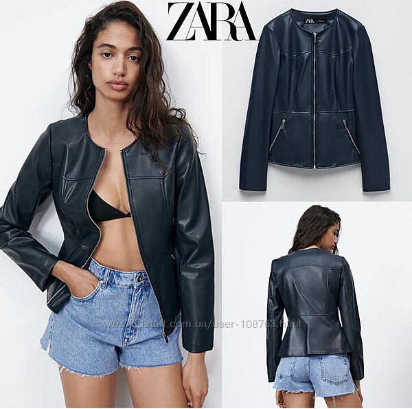 Куртка жіноча Zara, еко-шкіра, колір чорний.  Розмір M 
