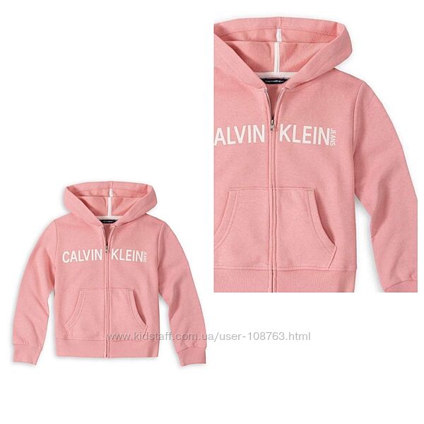  Дитяче вкорочене худі  Calvin Klein, колір червоний та рожевий